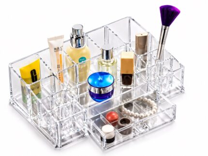 Organizador de maquillaje acrílico transparente