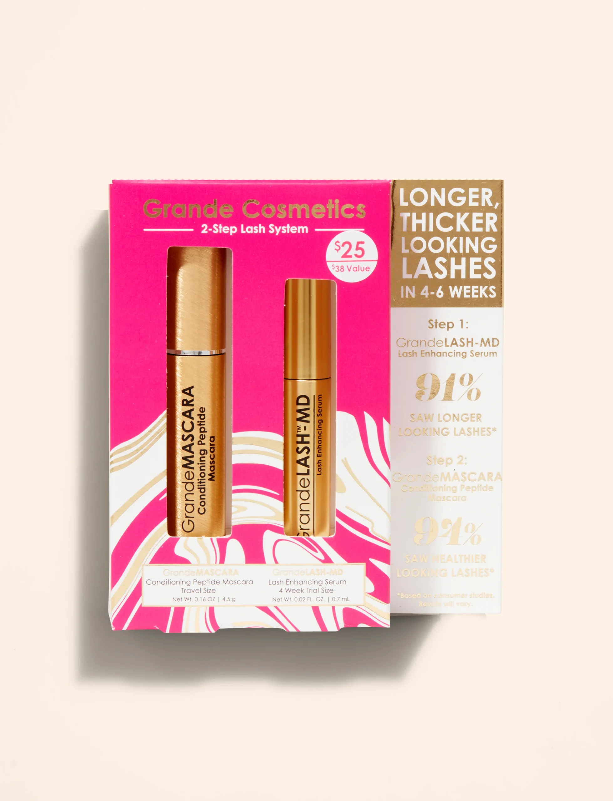 El kit GrandeLASH-MD Lash Enhancing Serum + GrandeMASCARA