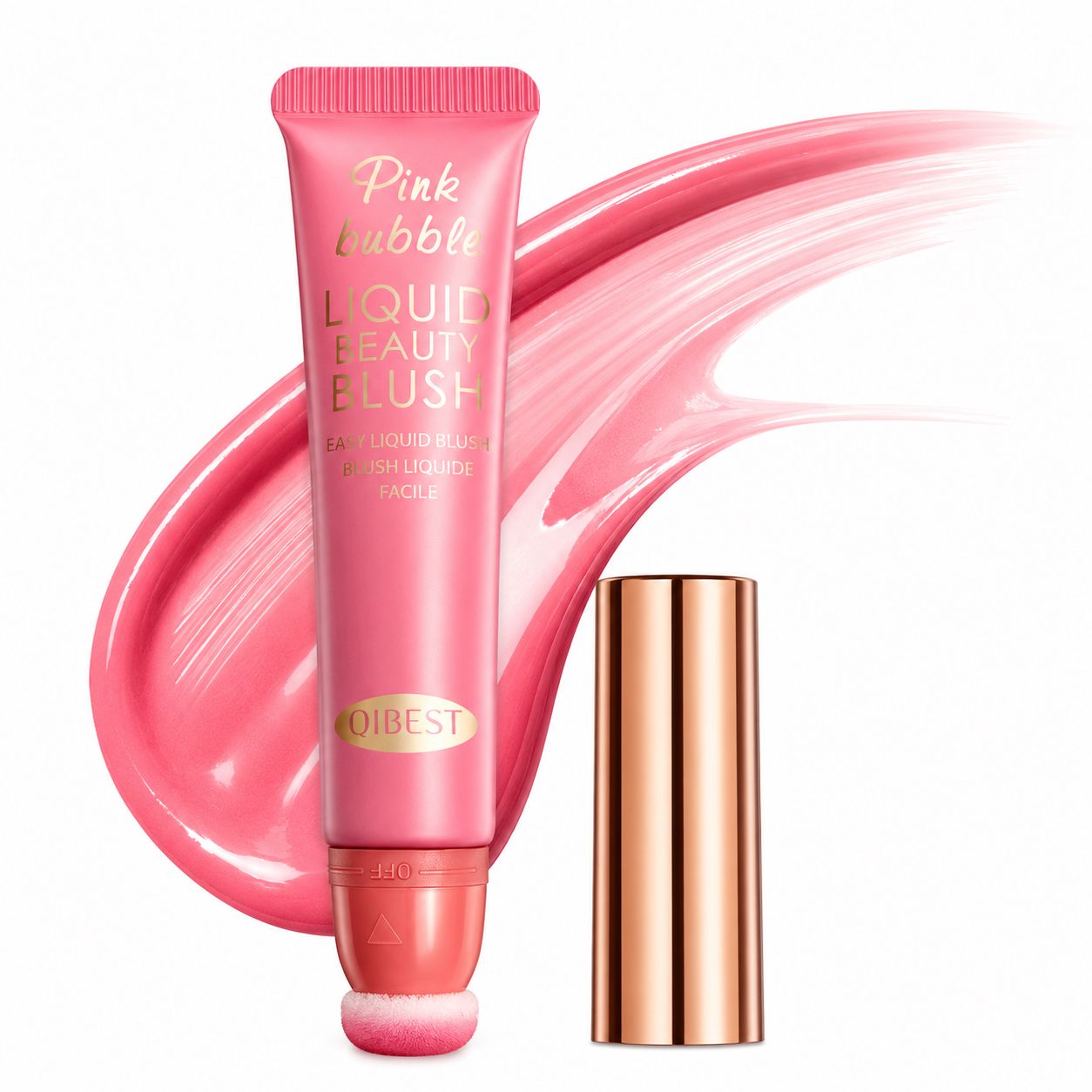 QIBEST Pink Bubble Liquid Beauty Blush