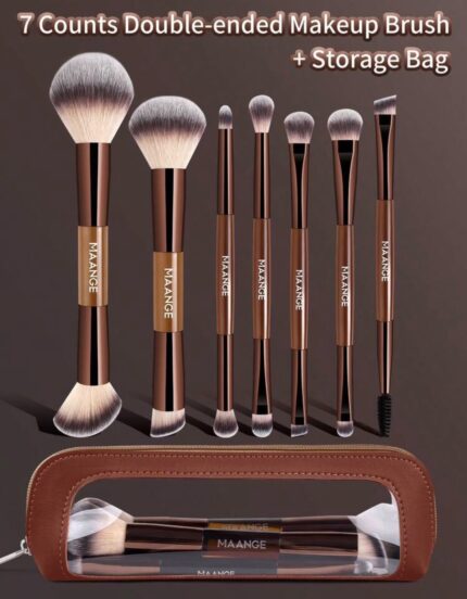 7 Counts Double Ended Makeup Brush + Storage Bag